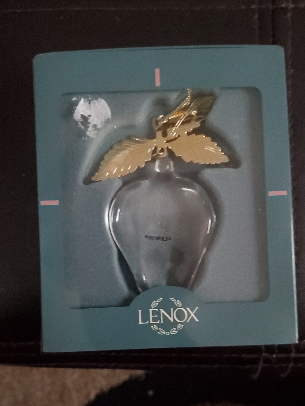 Lenox Clear Glass Apple Ornament with Gold Leaf